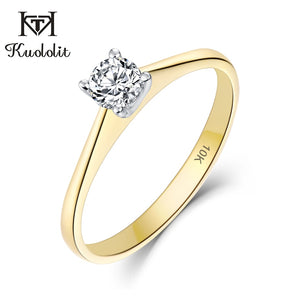 Kuololit 10K Yellow &White Gold 100% Natural Moissanite D Gemstone Rings for Women Wedding Engagement Bride Gifts Fine Jewelry
